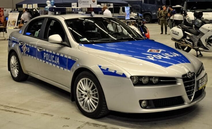 Alfa Romeo policji z Legionowa mające pierwotnie służyć do ścigania piratów drogowych